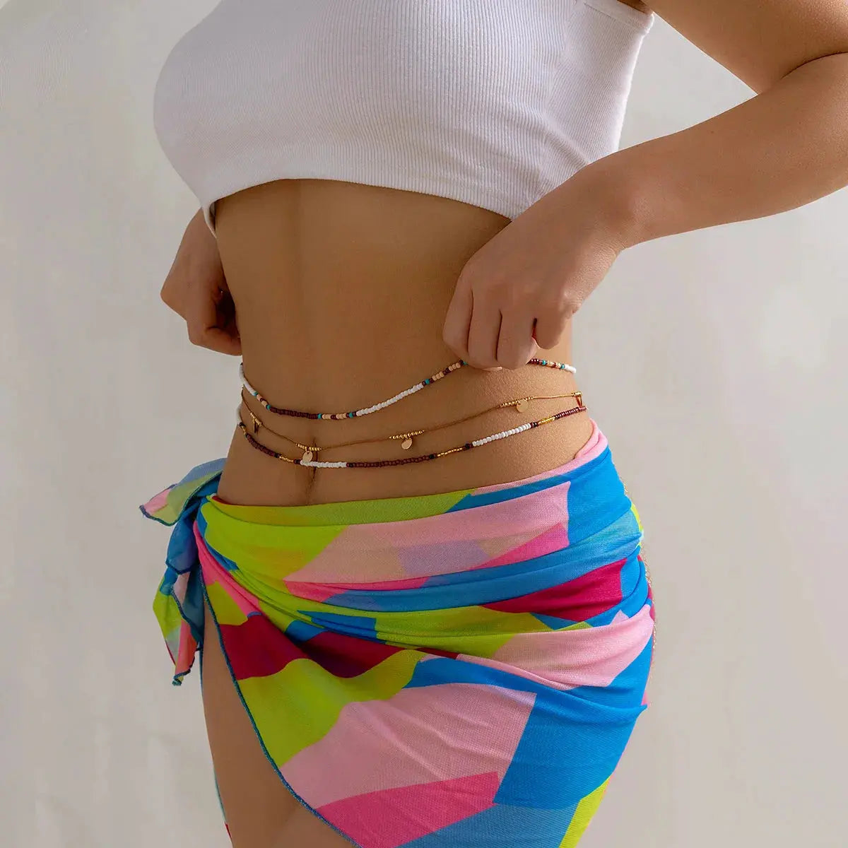 Salircon Bohemian Colored Seed Beads Beaded Waist Chain Vintage Multi layered Belly Chain Charming Sexy Summer Body Jewelry by Maiden-Art