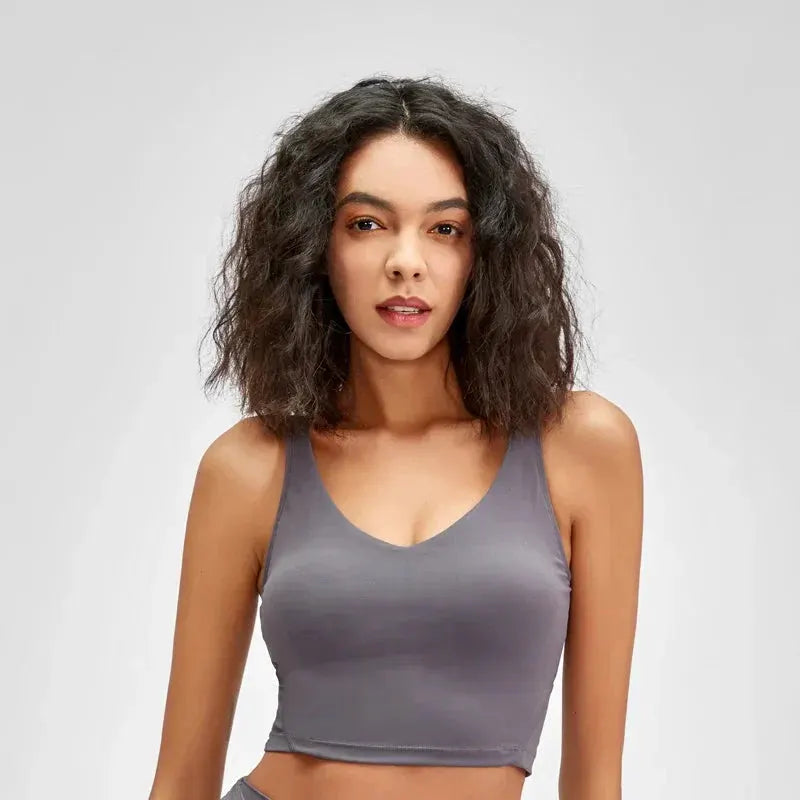 Nepoagym PASSION Tank Top with Shelf Built In Bra Crop Top with Removable Padding Longline Sports Bra for Yoga Gym by NEPOAGYM Official Store