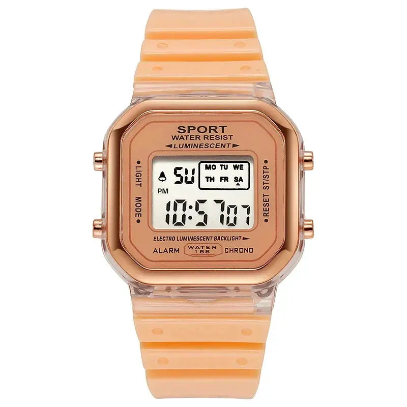 Fashion Brand Student Transparent Electronic Watch Candy Multicolor LED Ladies Sports Waterproof Wirstwatch Clock Gift relógio by Zkceenier Official Store
