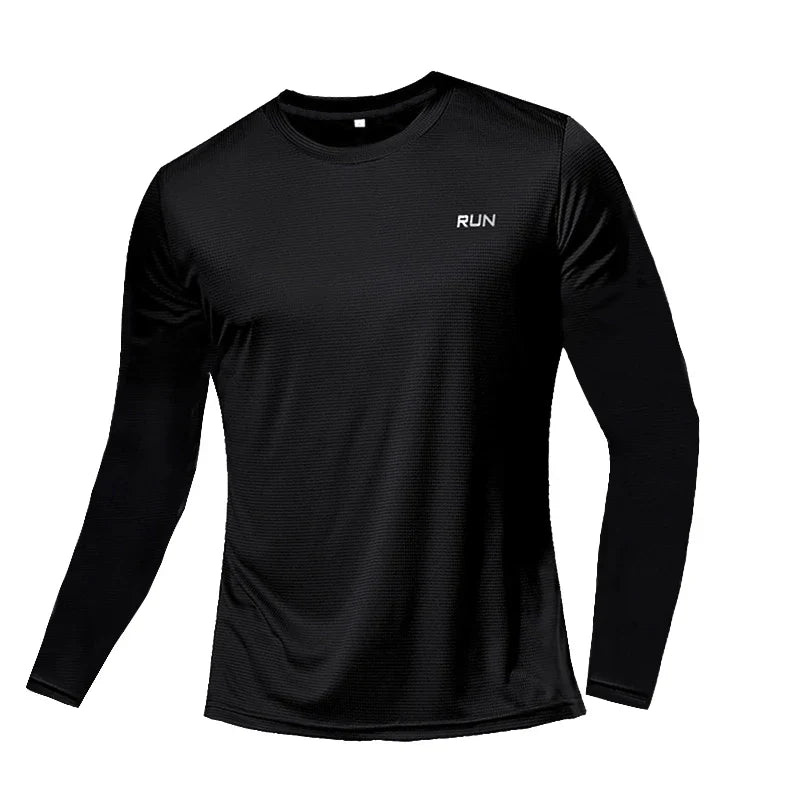 Mens Long and Short Sleeve Ice Silk Quick Dry Sports Top for Running Gym Hiking and Outdoor Training-12