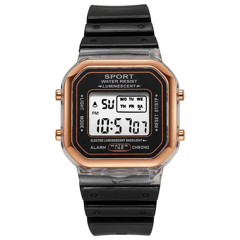 Fashion Brand Student Transparent Electronic Watch Candy Multicolor LED Ladies Sports Waterproof Wirstwatch Clock Gift relógio by Zkceenier Official Store