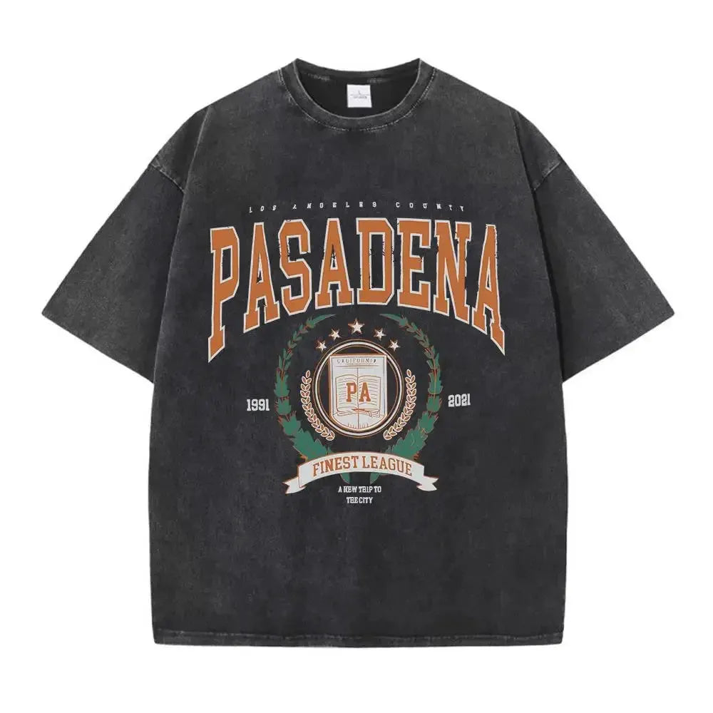 Summer Unisex Washed Cotton T-shirt with Fashionable Design and Printed Top Loose and Worn Round Neck Streetwear by Vimost Shop