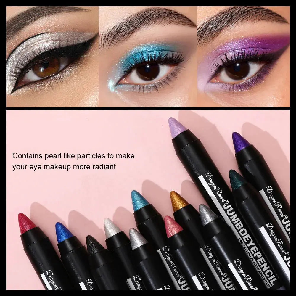 Smoky Dark Green Eyeshadow Pencil Stick Waterproof Pearlescent 12 Colors Metallic Glitter Eye Shadow Highlighter Pen Makeup Tool by HMEINA Store