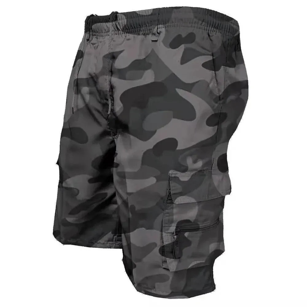 Men's Loose-Fit Cargo Shorts with Drawstring Waist and Multiple Pockets by Vimost Shop