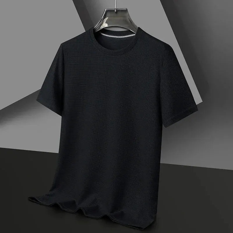 Men’s Waffle-Texture Crew-Neck T-Shirt by Vimost Shop