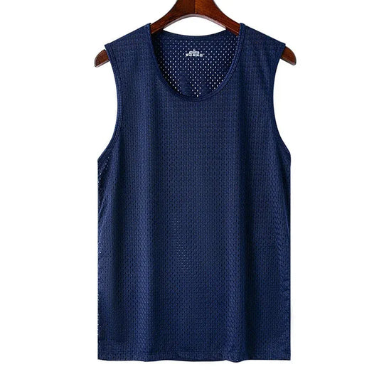 Men Ice Silk Mesh Sports Vest Breathable Quick Dry Sleeveless Riding Running Training Top by Vimost Shop