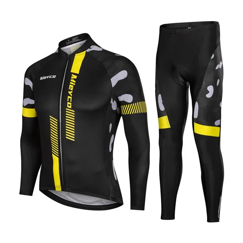 Men Long Sleeve Cycling Jersey Set MTB Road Bike Breathable Outdoor Cycling Suit-17