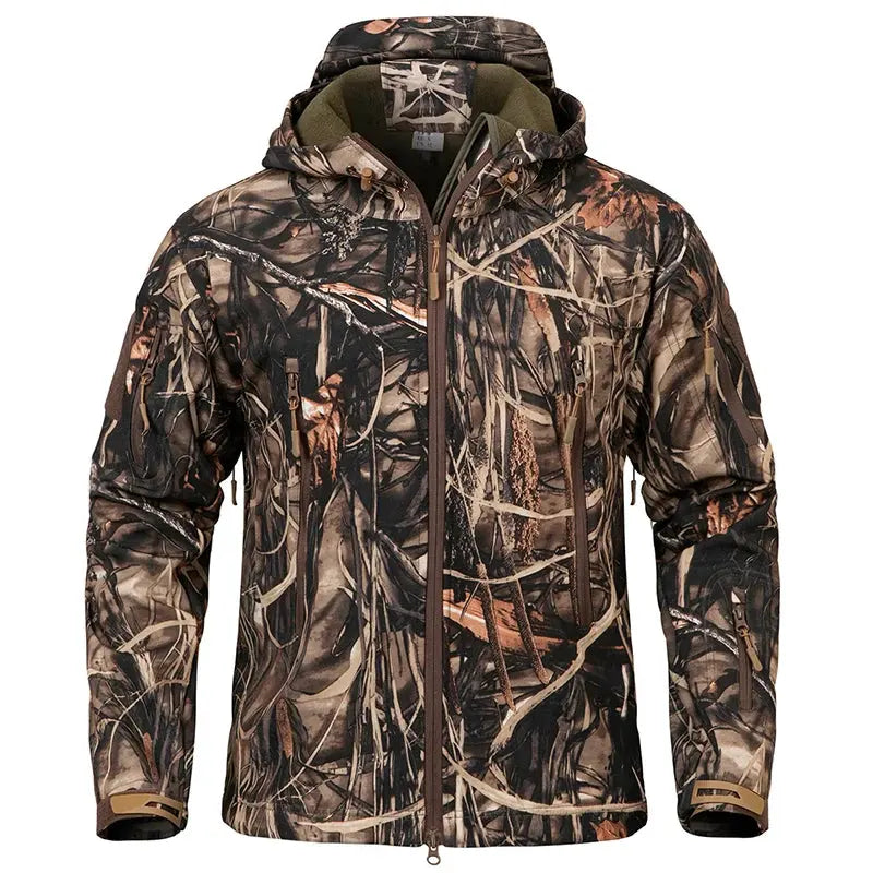 Men's Silent Soft Shell Camouflage Tactical Jacket Waterproof Warm Fleece Hunting Jackets Outdoor Hiking Fishing Hooded Coat by Vimost Shop