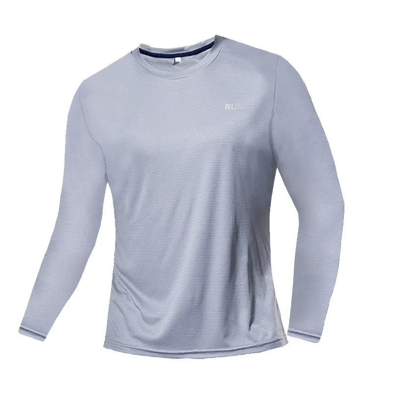 Mens Long and Short Sleeve Ice Silk Quick Dry Sports Top for Running Gym Hiking and Outdoor Training-0