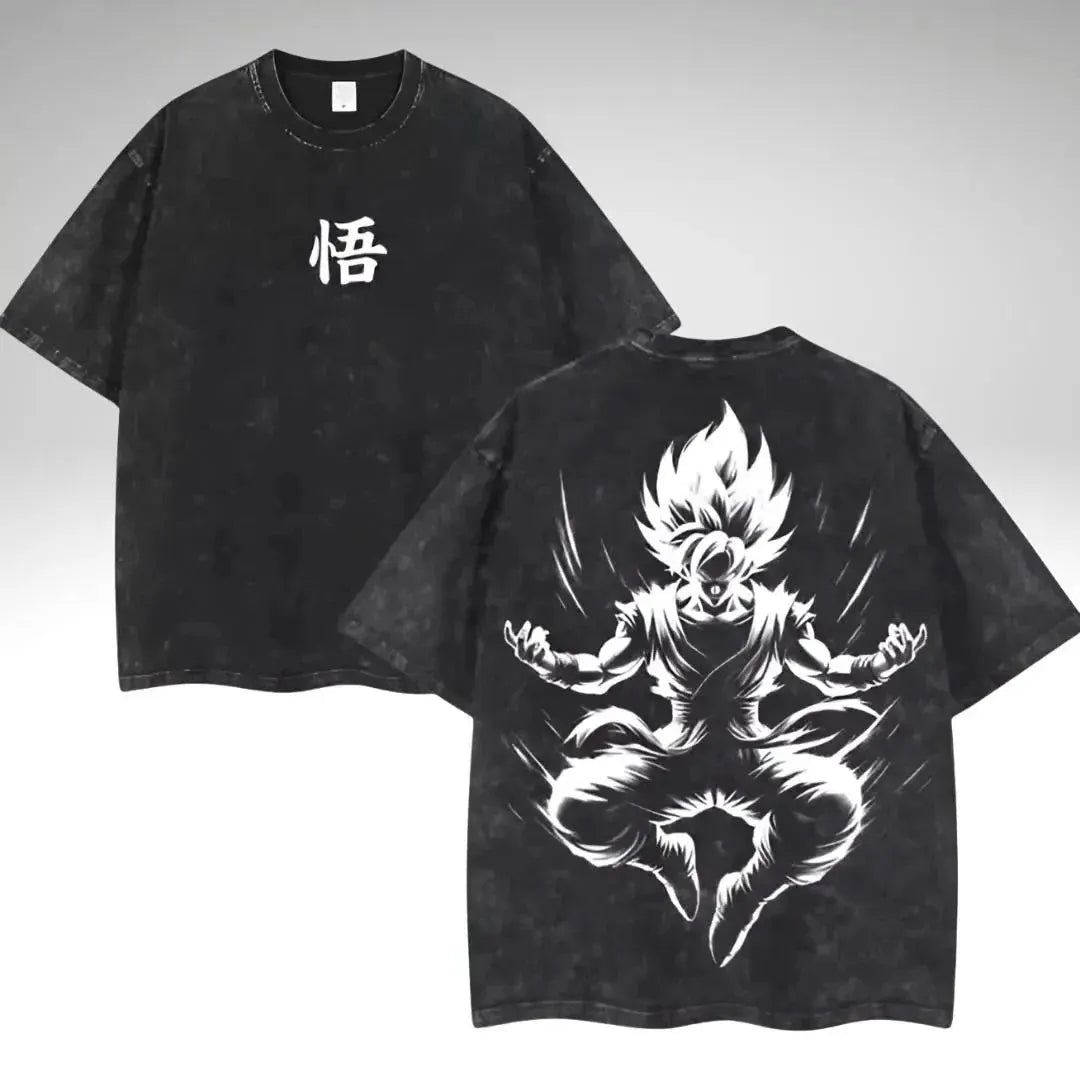 Vintage Anime Graphic Washed Oversized T-Shirt Cotton Streetwear Tee by Vimost Shop