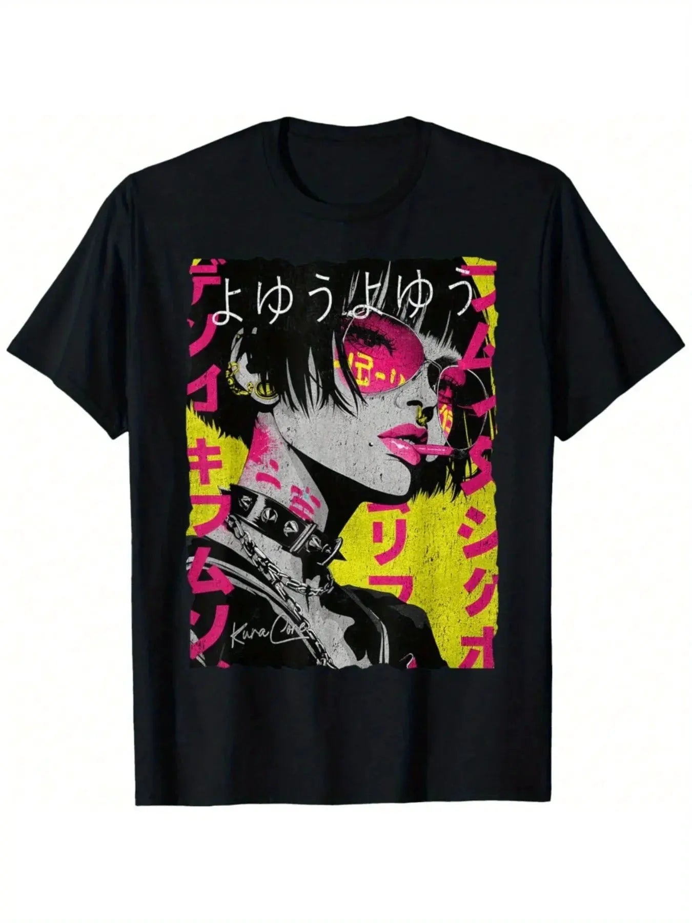 Cyberpunk Graphic Oversized Cotton Streetwear T Shirt by Vimost Shop
