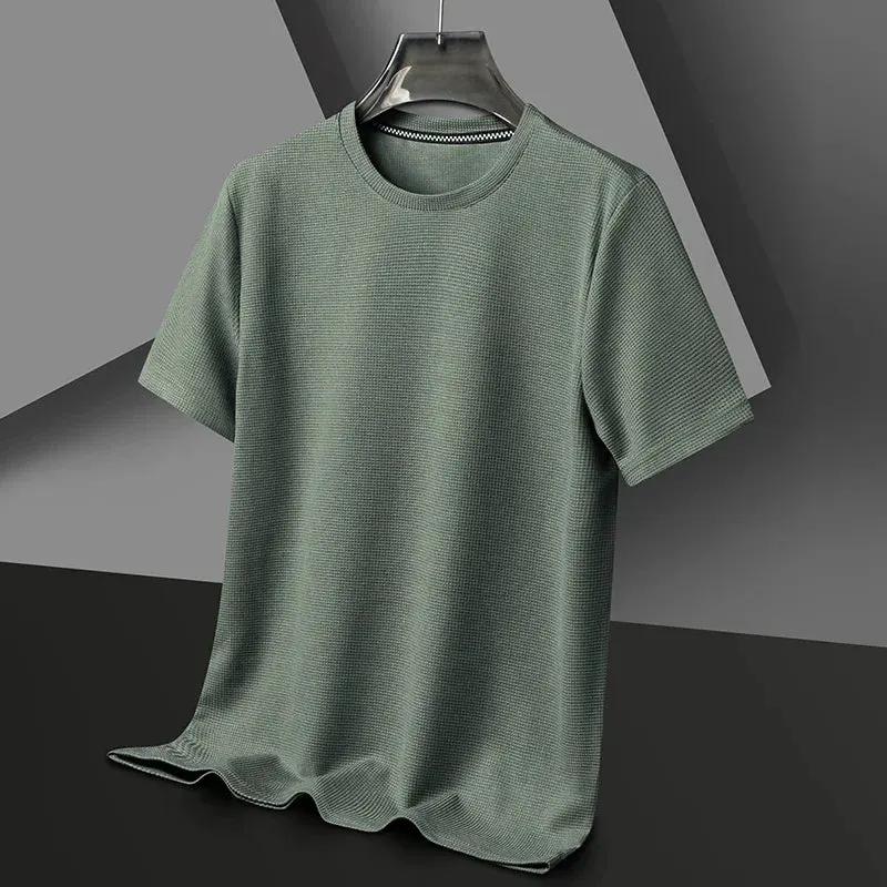 Men’s Waffle-Texture Crew-Neck T-Shirt by Vimost Shop
