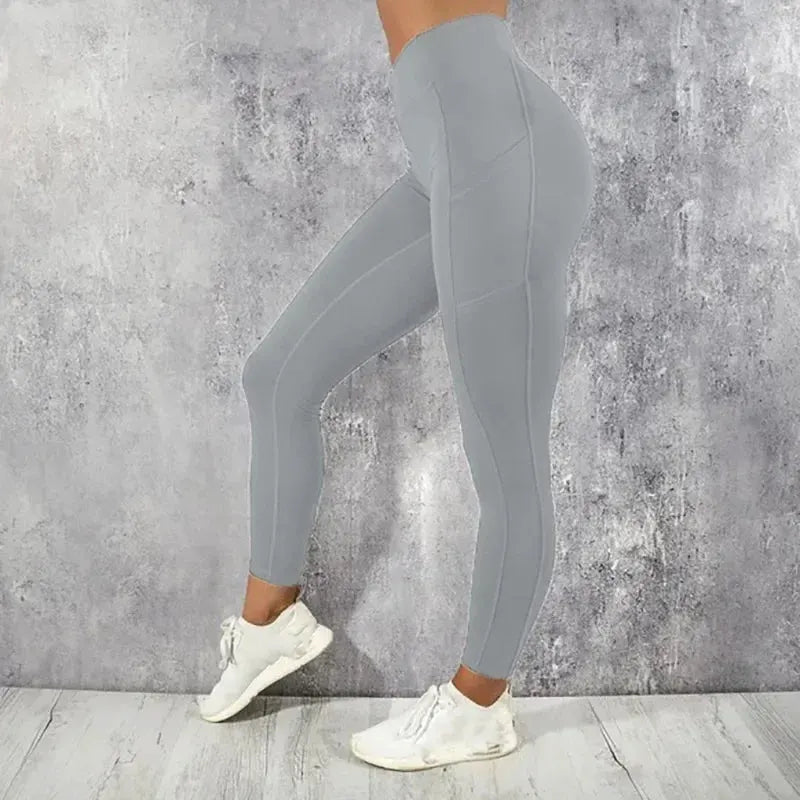Women's High-Waist Ankle-Length Yoga Leggings with Side Pockets and Stretch Fabric by Vimost Shop