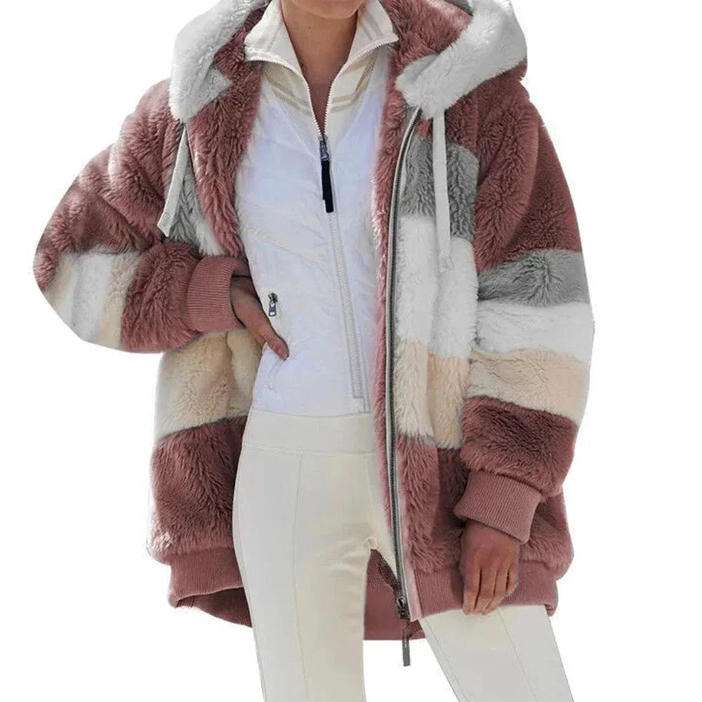 Women’s Hooded Zip-Front Patchwork Jacket by Vimost Shop