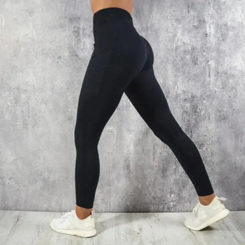 Women's High-Waist Ankle-Length Yoga Leggings with Side Pockets and Stretch Fabric by Vimost Shop