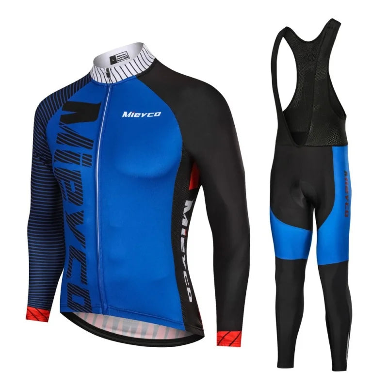 Men Long Sleeve Cycling Jersey Set MTB Road Bike Breathable Outdoor Cycling Suit-15