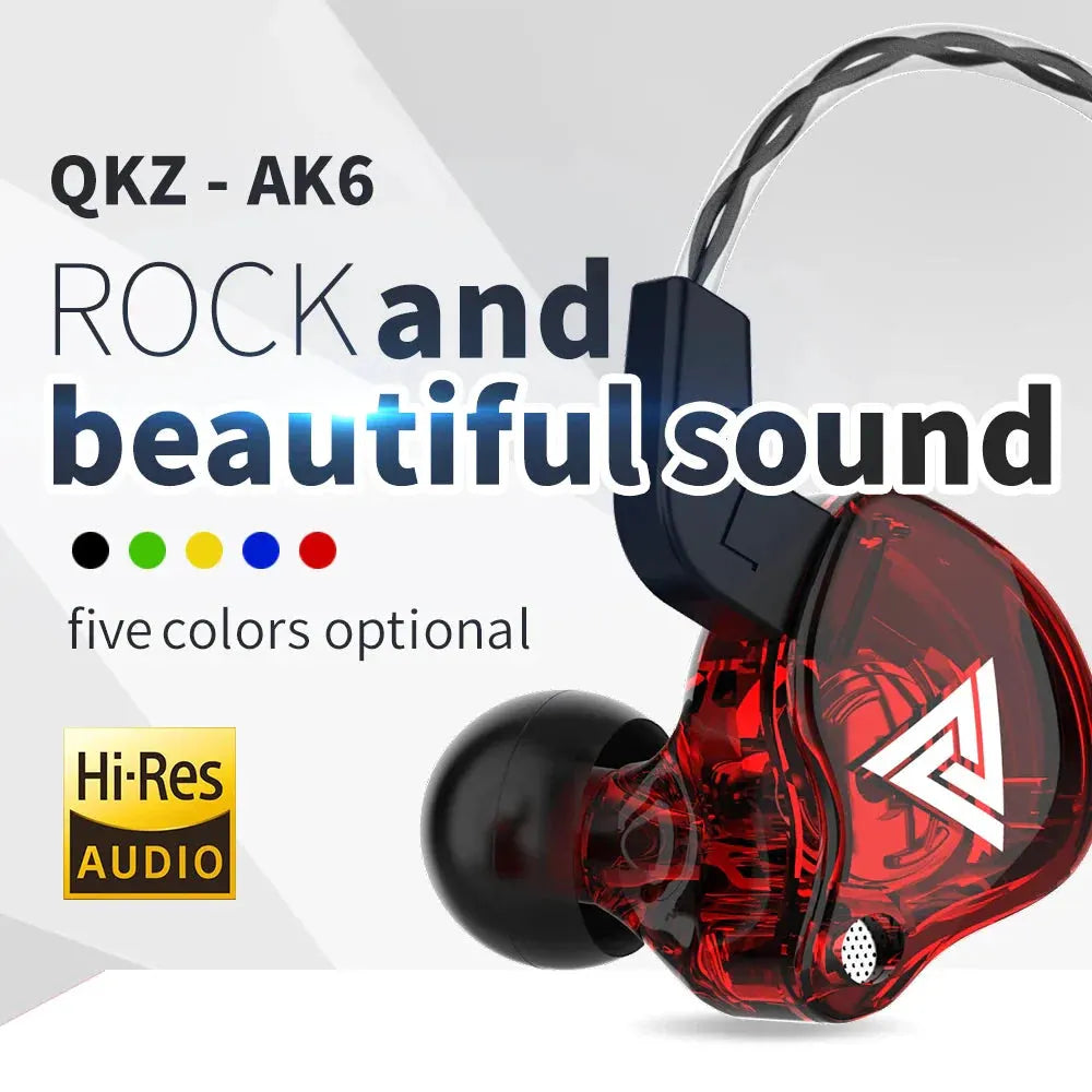 3.5mm Cable Wired Earphones QKZ AK6 HiFi Sound Quality Earphone With Wire Gaming Headset Gamer Headphones Bass Cheap Sale Earbud by KELIXIN Global Store