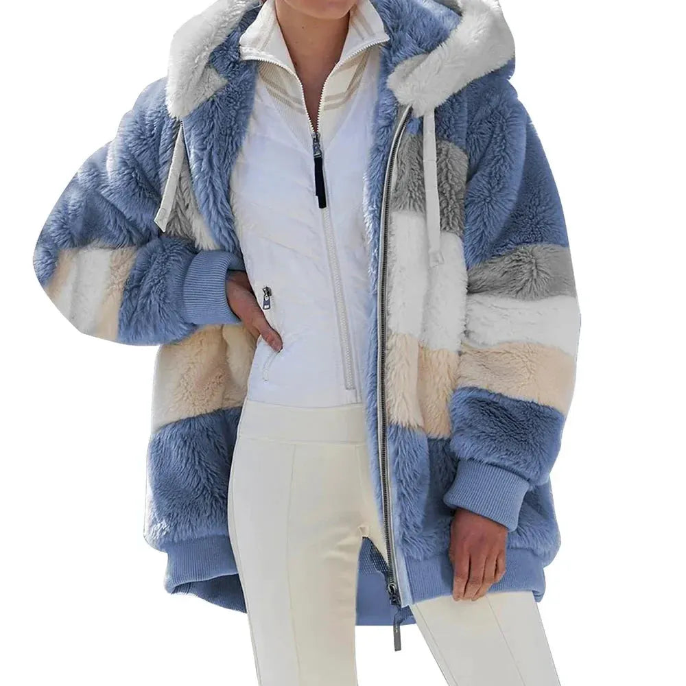 Women’s Hooded Zip-Front Patchwork Jacket by Vimost Shop