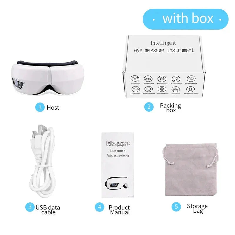 6D Smart Eye Massager Vibration Airbag Compress Eye Care Instrument Bluetooth Music Eye Massage Glasses Eye Relax Fatigue by Raiuleko Official Store