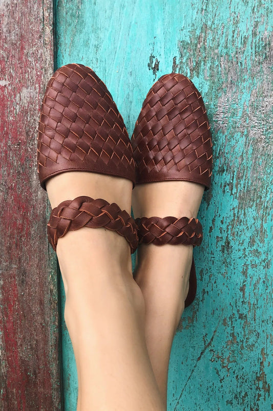 Sea Escape Woven Leather Slide Sandals by ELF