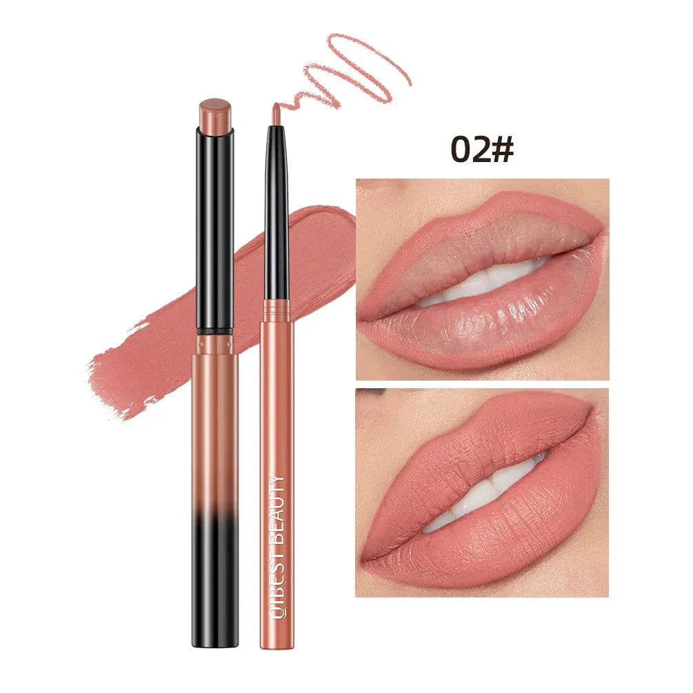 QIBEST Lipstick Pencil Waterproof Sexy Red Nude Purple Matte Tint Lipstick Lasting Lip liner Pen Longlasting Makeup Cosmetics by Factory Makeup Store