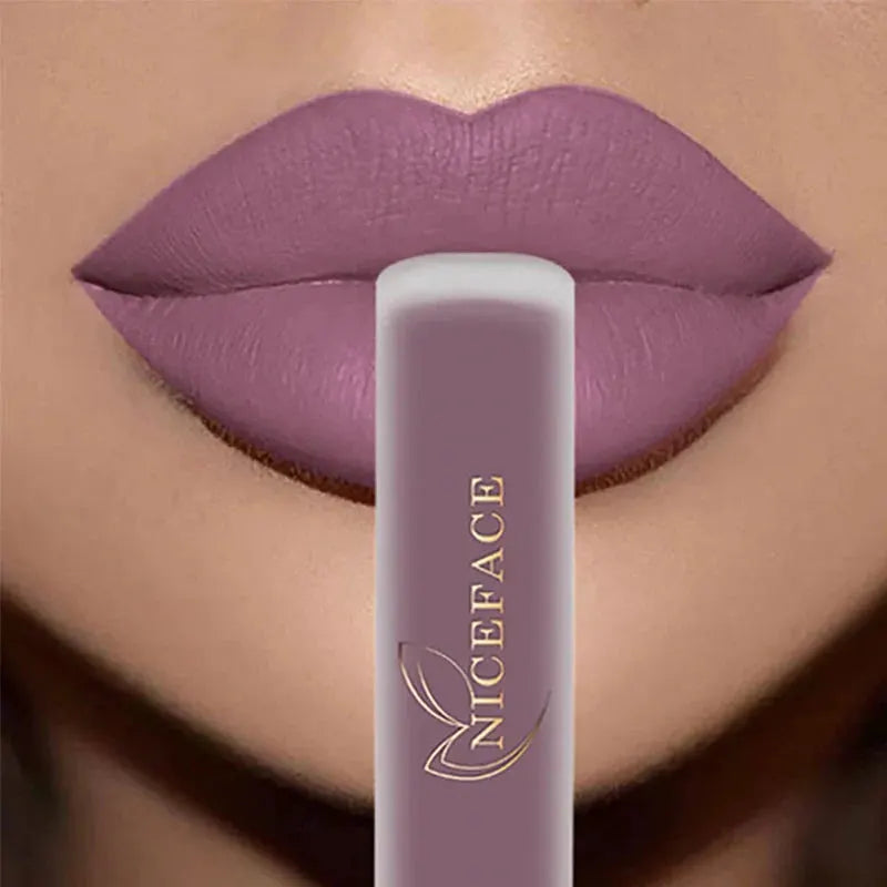 NICEFACE Matte Liquid Lipstick Waterproof Long Lasting Lip Gloss Tint Sexy Red Nude Purple Metallic Lipsticks Makeup Cosmetics by QiBest Professional Makeup Store