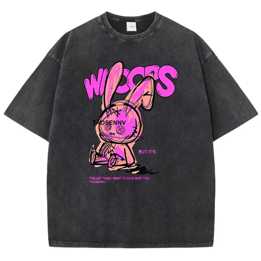 Men's Vintage Washed Short Sleeved T-shirt Fashionable Simple and Loose by Vimost Shop