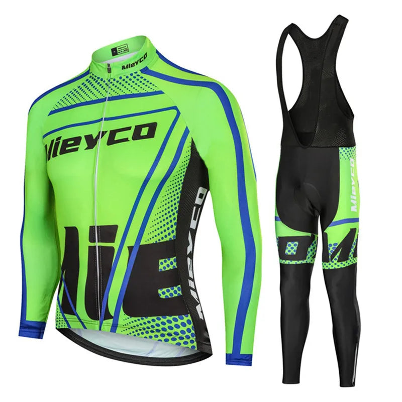 Men Long Sleeve Cycling Jersey Set MTB Road Bike Breathable Outdoor Cycling Suit-10