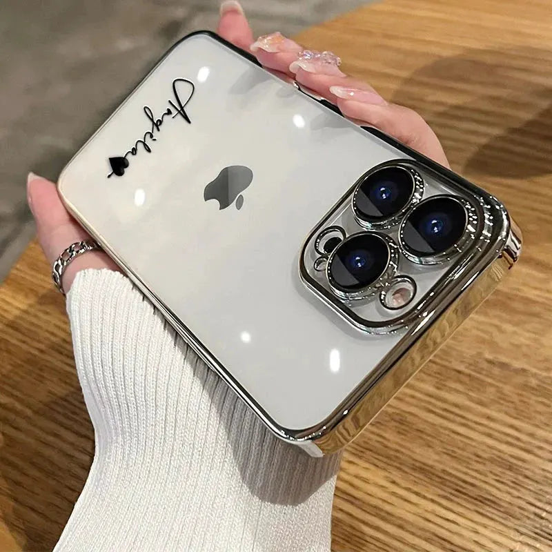 15 16 Pro Max Personalised Customized Name Case For iPhone 16 15 14 13 12 11 Pro Max Plating Transparent Clear Cover 16 Pro Max by Real Me Customized Store