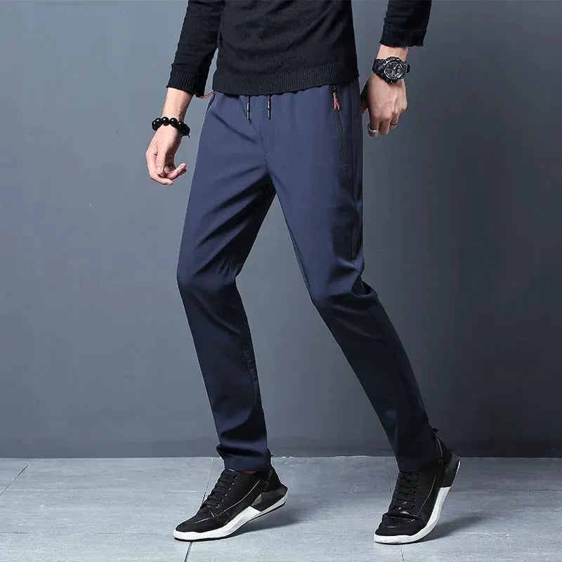 Men's Lightweight Straight-Leg Pants with Elastic Waist for Everyday Wear by Vimost Shop
