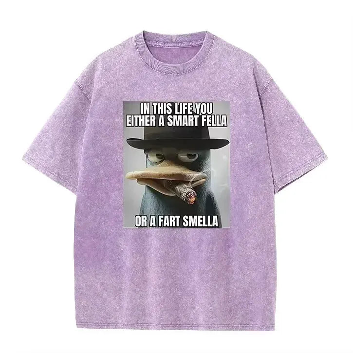 Retro Acid Wash Oversized T-shirt Funny Perry Platypus Meme Cartoon Print Casual Streetwear Tops by Vimost Shop