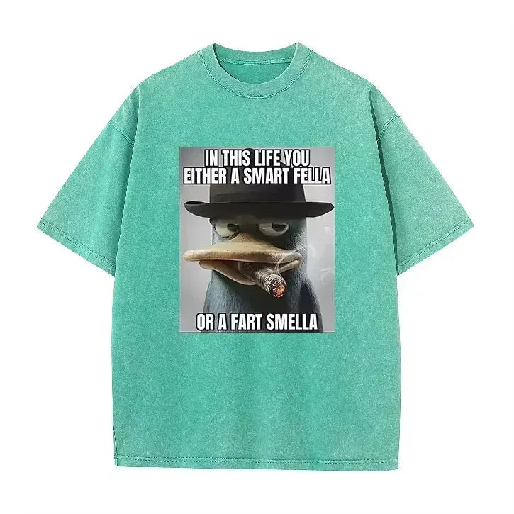 Retro Acid Wash Oversized T-shirt Funny Perry Platypus Meme Cartoon Print Casual Streetwear Tops by Vimost Shop