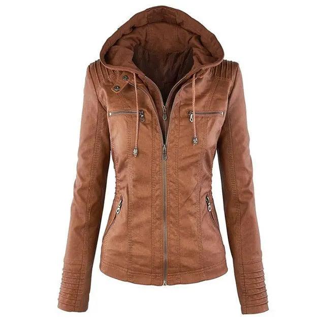 Shenandoah Womens Real Leather Hooded Jacket by Inland Leather Co