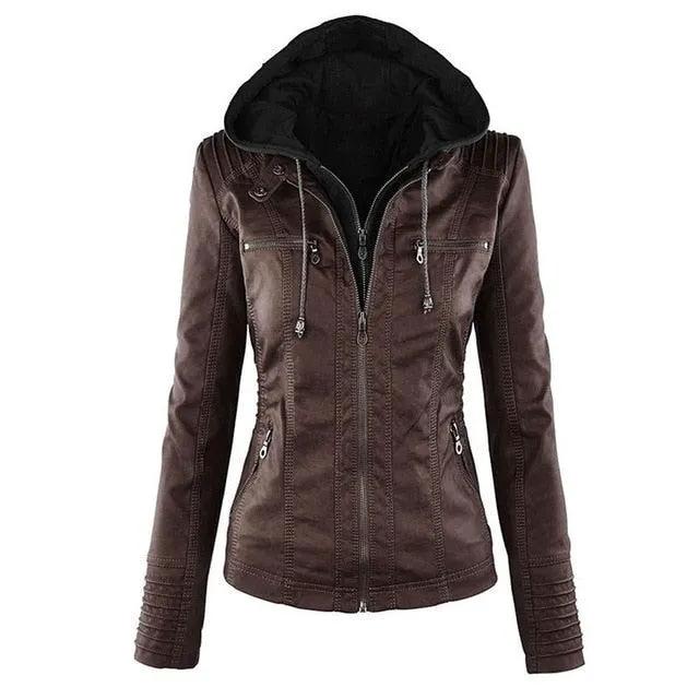 Shenandoah Womens Real Leather Hooded Jacket by Inland Leather Co