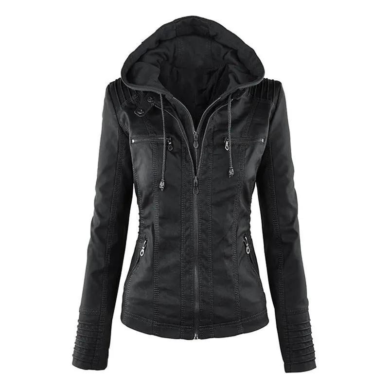 Shenandoah Womens Real Leather Hooded Jacket by Inland Leather Co