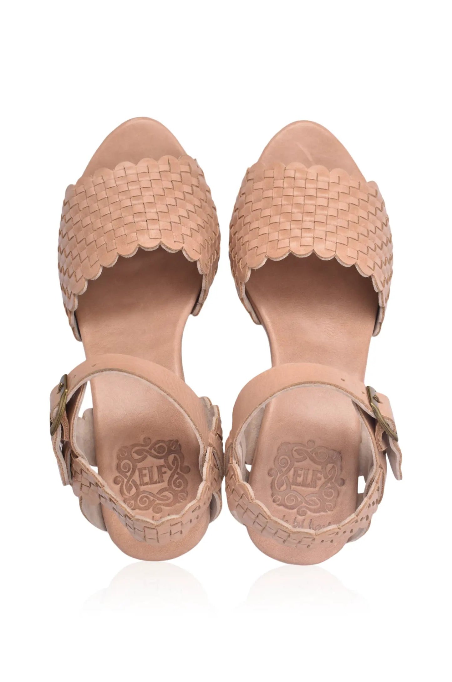 Sicily Woven Wooden Heel Leather Sandals by ELF