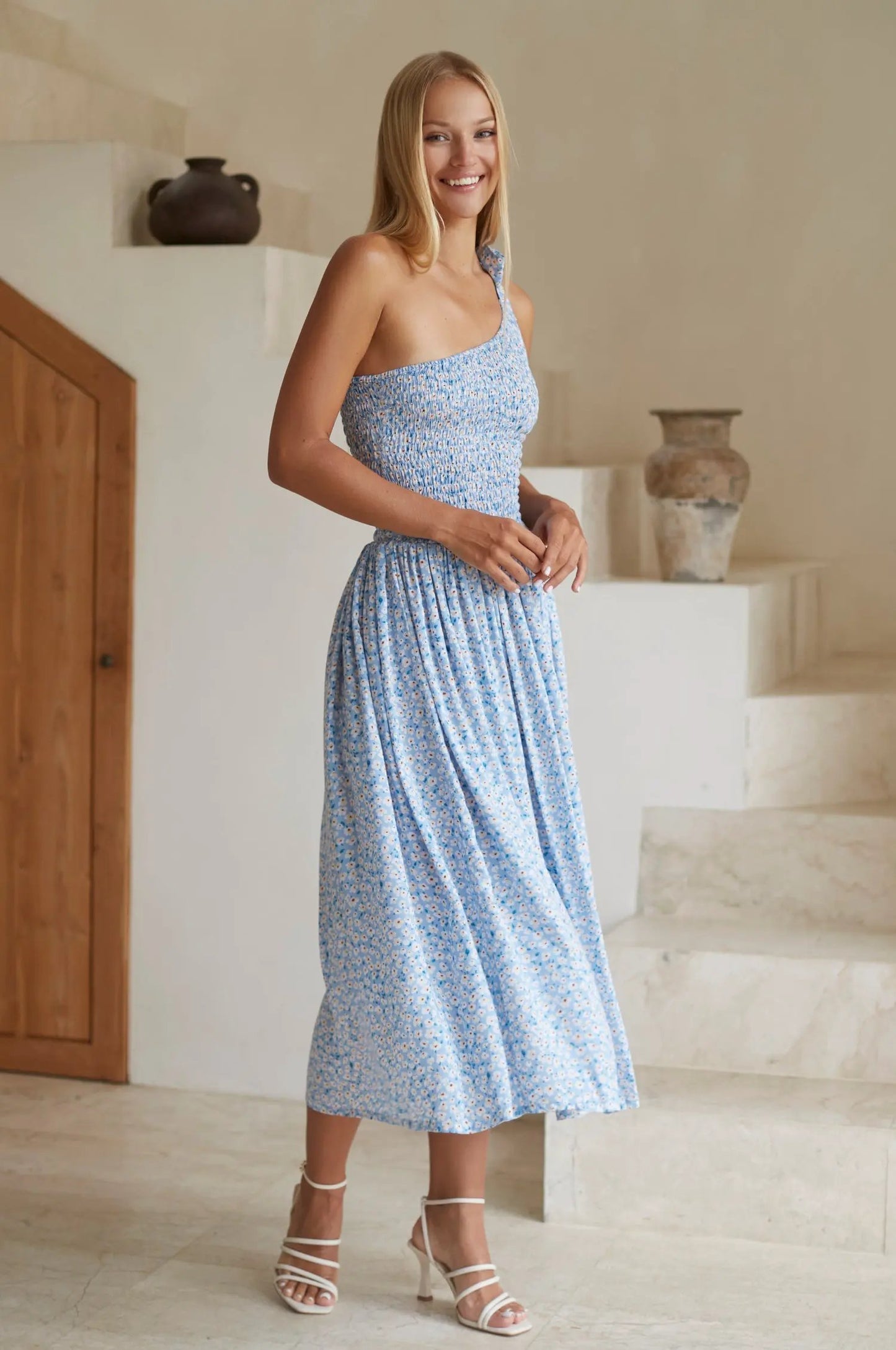 Sienna One-Shoulder Shirred Dress (Sale) by Partner Label