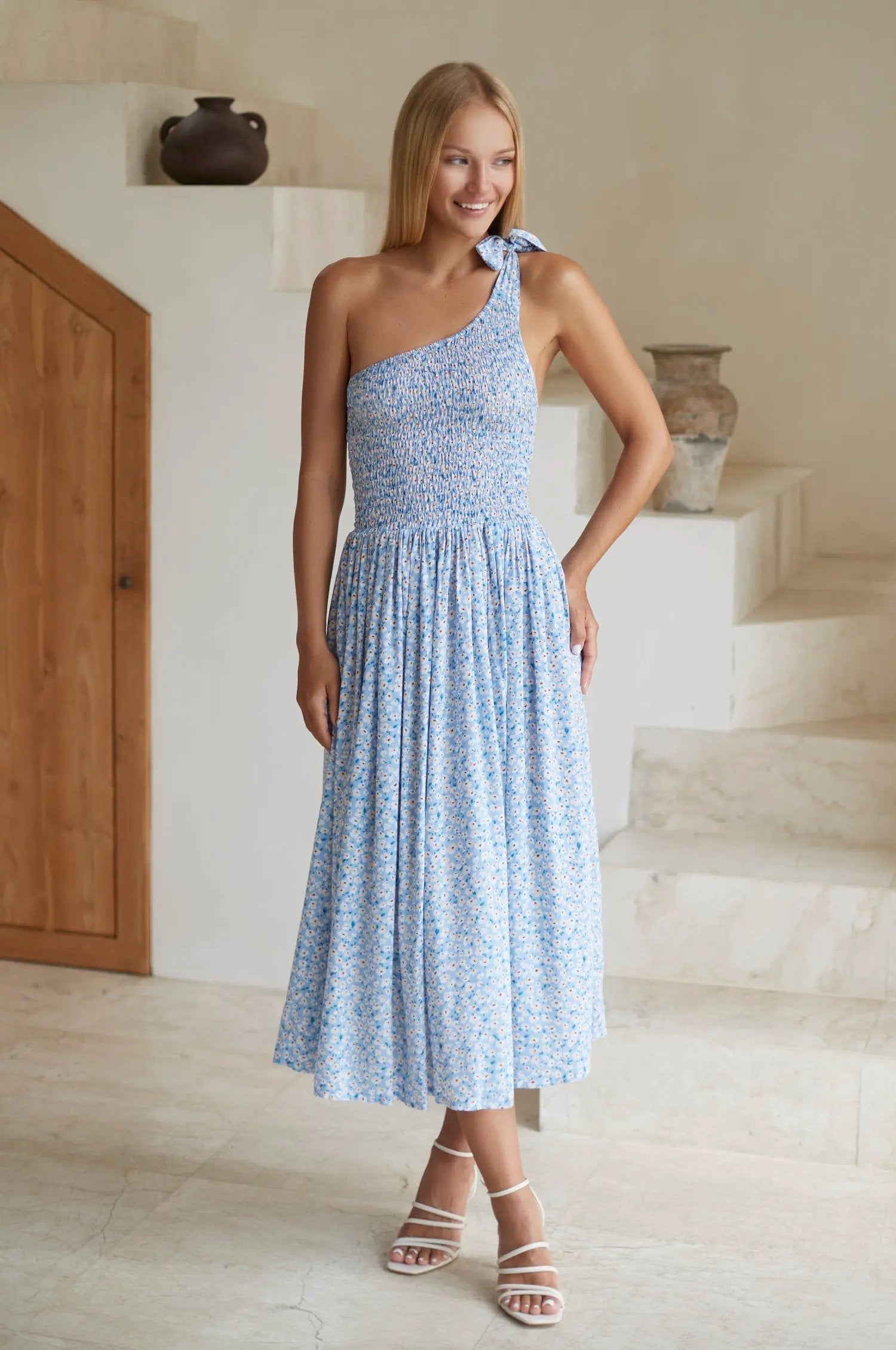 Sienna One-Shoulder Shirred Dress (Sale) by Partner Label