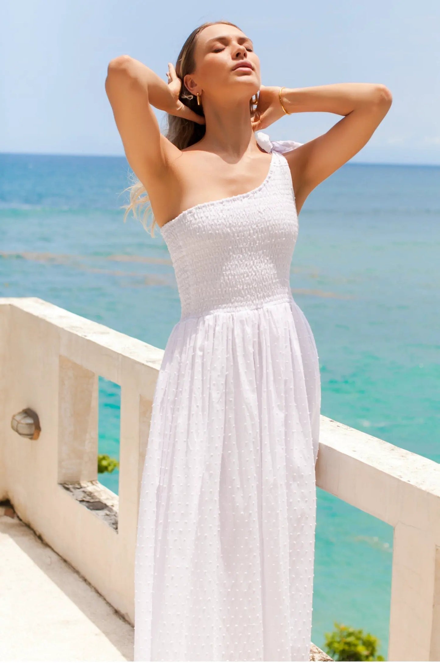 Sienna One-Shoulder Shirred Dress (Sale) by ELF