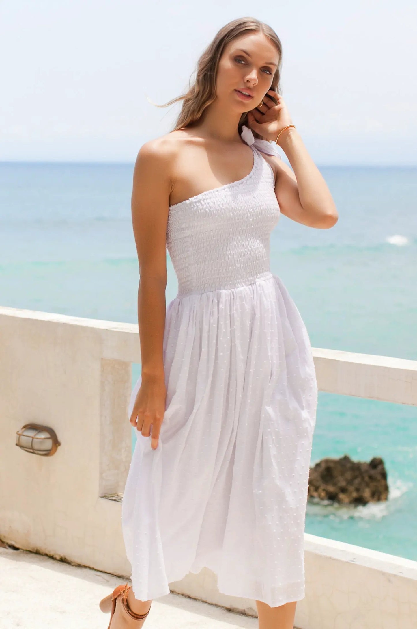 Sienna One-Shoulder Shirred Dress (Sale) by Partner Label