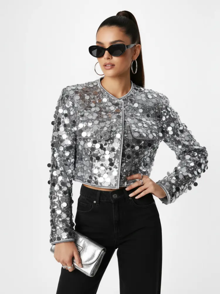 Silver Sequin Jacket For Women, Times Square, BYMANYC New York. by BYMANYC ® New York