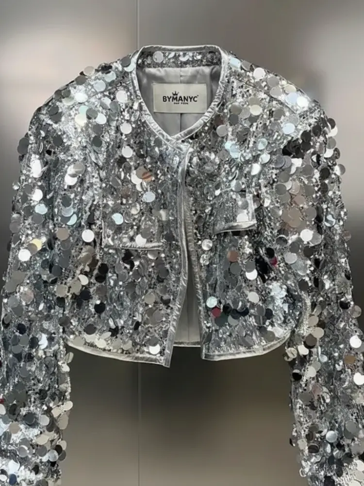 Silver Sequin Jacket For Women, Times Square, BYMANYC New York. by BYMANYC ® New York