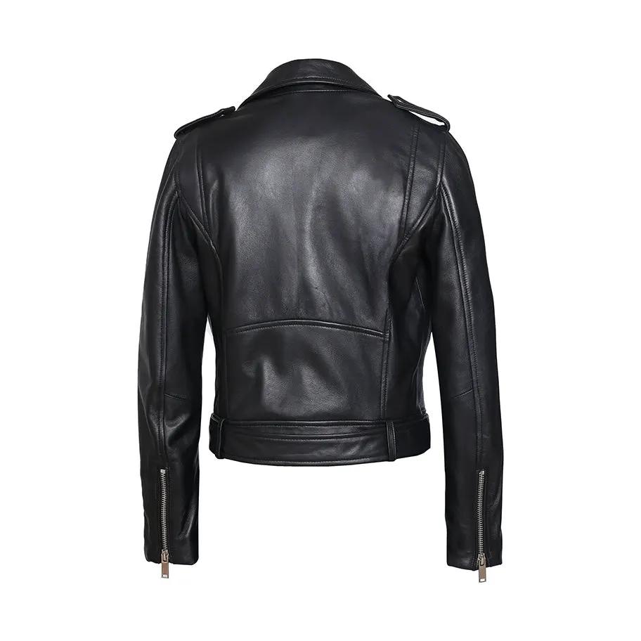 Snerva Womens Nappa Asymmetric Moto Leather Jacket by Inland Leather