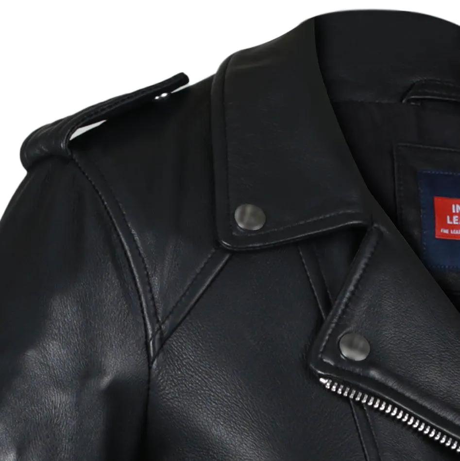 Snerva Womens Nappa Asymmetric Moto Leather Jacket by Inland Leather