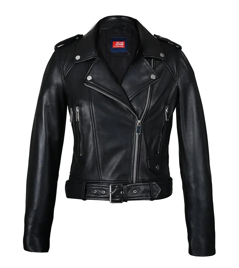 Snerva Womens Nappa Asymmetric Moto Leather Jacket by Inland Leather