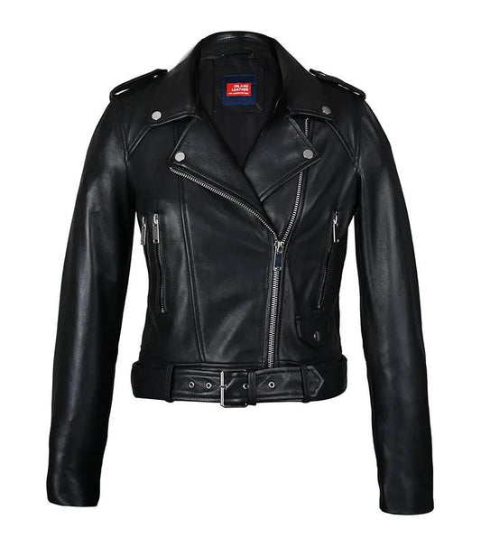 Snerva Womens Nappa Asymmetric Moto Leather Jacket by Inland Leather