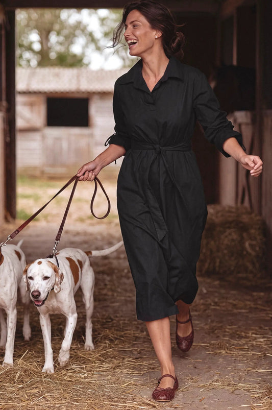 Sofia Rei Belted Cotton Shirt Midi Dress by ELF