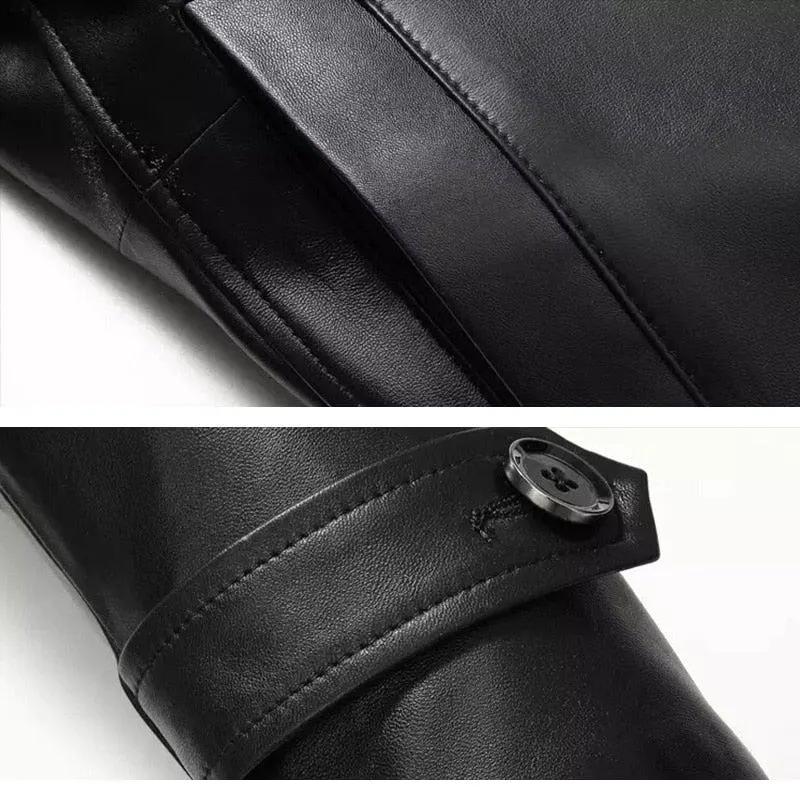 Spectra Men's Double Breasted Sheepskin Leather Blazer Coat by Inland Leather Co.
