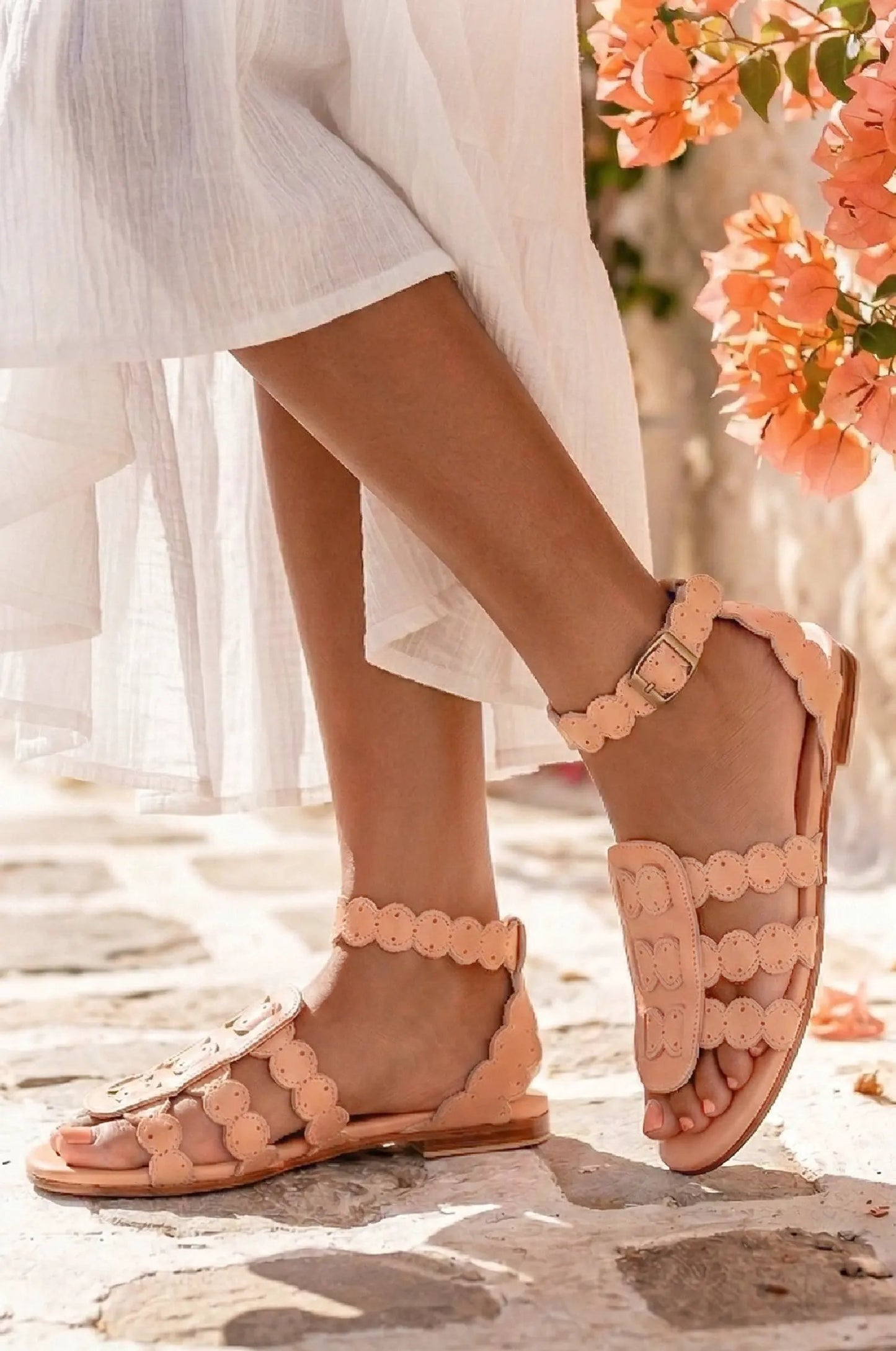 Spell Scalloped Leather Sandals by ELF