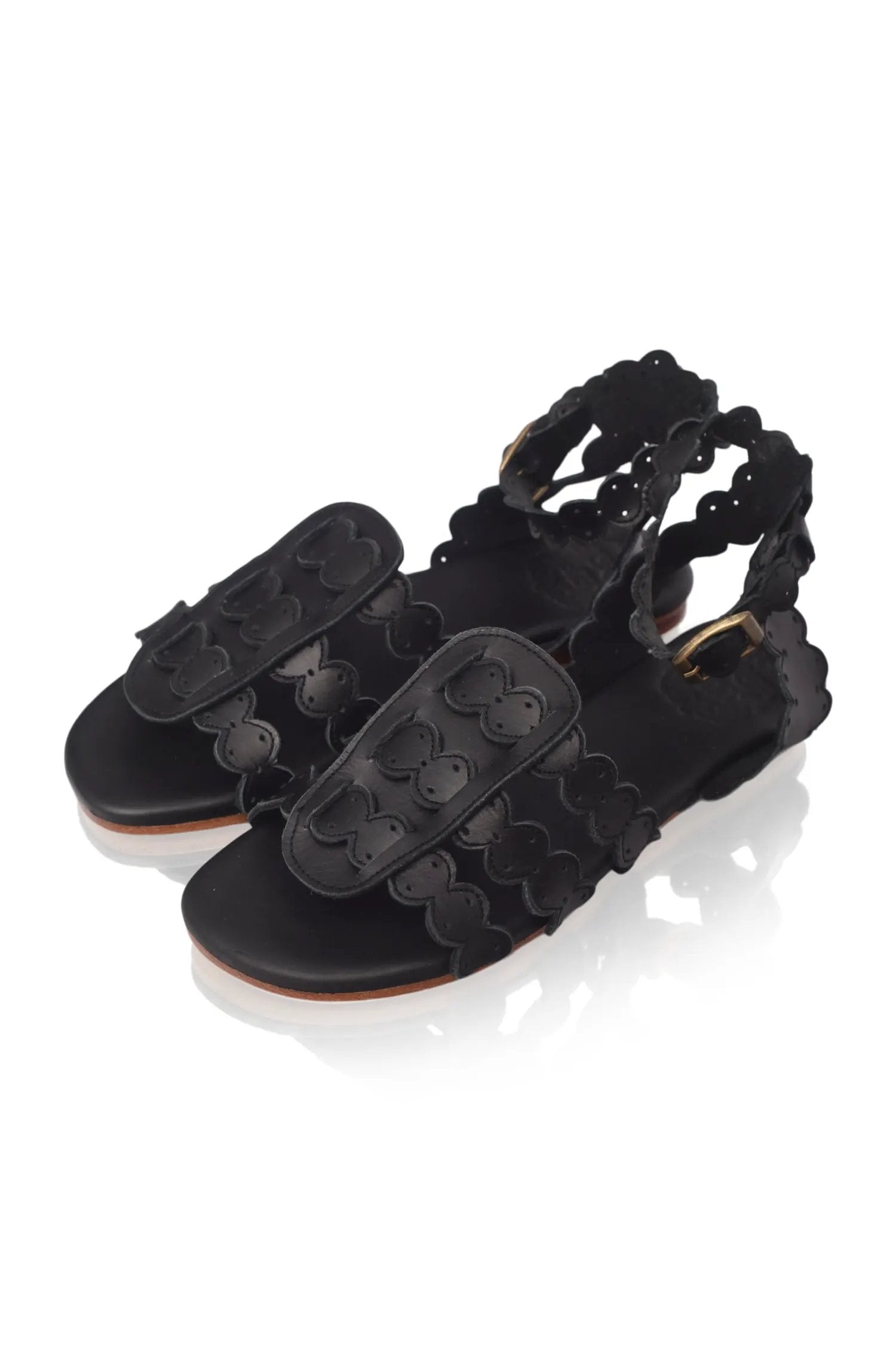 Spell Scalloped Leather Sandals by ELF